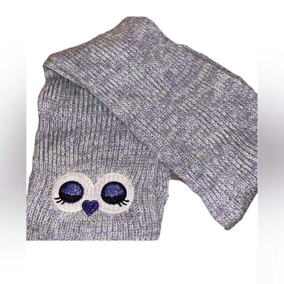 The children’s place owl eyes scarf one size cute gray and purple sparkle shine - Picture 1 of 5